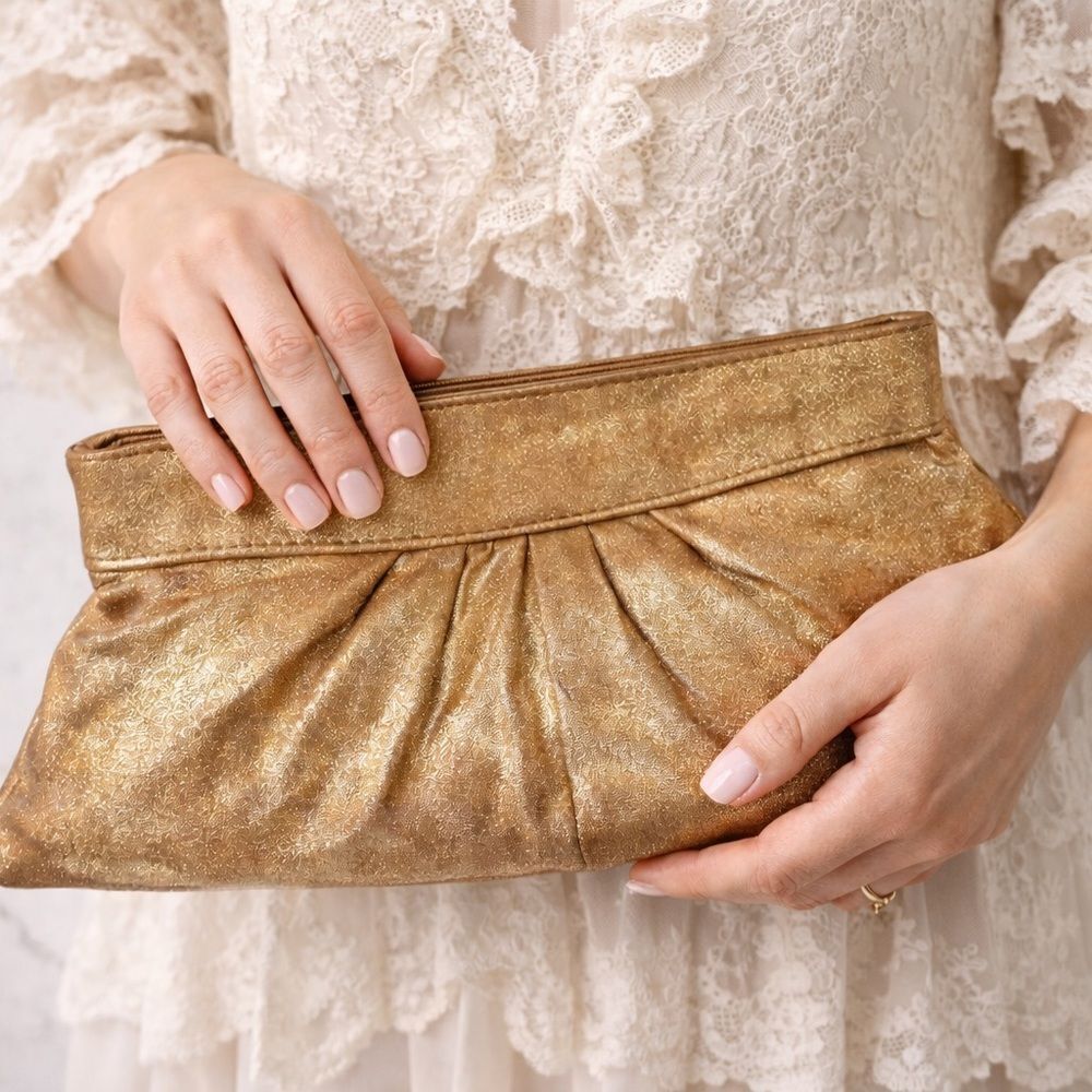 Lauren Merkin Shimmering Gold Clutch ✨